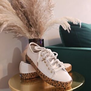 Keds Leopard Print Sole White Sneakers
